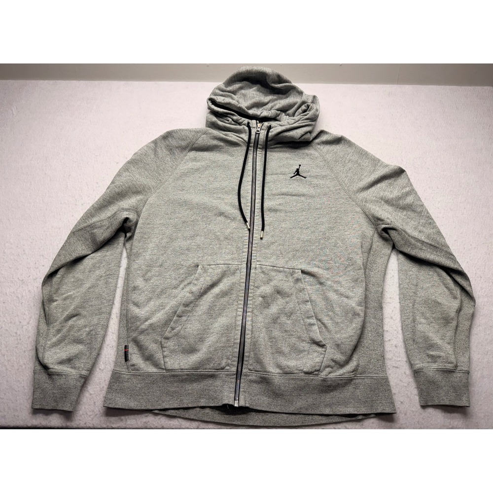 Jordan Mens Full Zip Hoodie Grey Heather Jumpman Sweatshirt XL DA6736-091